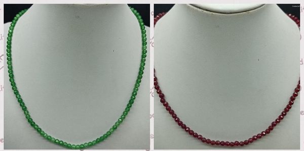 Cadenas raras, rojo, verde, 4mm, cuentas de Jade facetadas, collar de moda, joyería de amuleto para mujer de 18 pulgadas, 2023