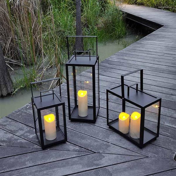 Kerzenhalter Glas Lampe Metall Nordischen Stil Design Boden Hängen Stick Party Geometrische Porta Candele Hause Dekorativ