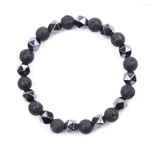 Braccialetti per gioielli con filo da 8 mm Braccialetto in pietra naturale con perline fatte a mano Braccialetti con occhio di tigre in minerale di ferro nero Bracciale con perline