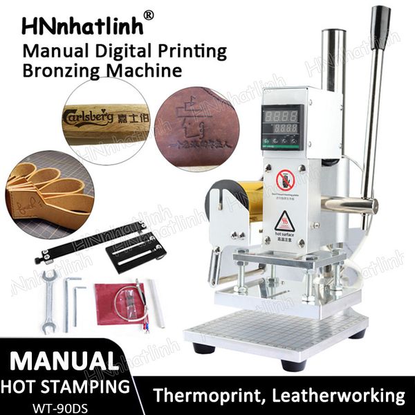 Heißfolienprägemaschine, Lederpräge-Wärmepressmaschine für Holz, PVC-Papier, individueller Logo-Stempel mit Positionierungsschieber