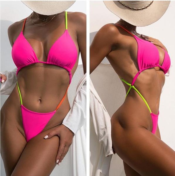 Menas de banho feminina 2023 Thong Sexy Hollow Women Skinny One Piece Swimsuit Maio Biquini Mujer Trikini Badpak Dames Bikini Maillot Femme