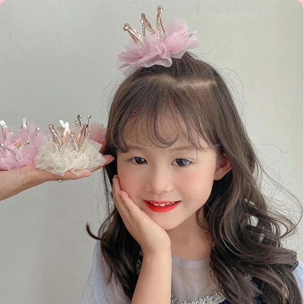 Hair Clips Girl's Kawaii Clip Crown Princesa Tiara Hairpin Fairy Crystal Barrettes Festas de casamento Jóias
