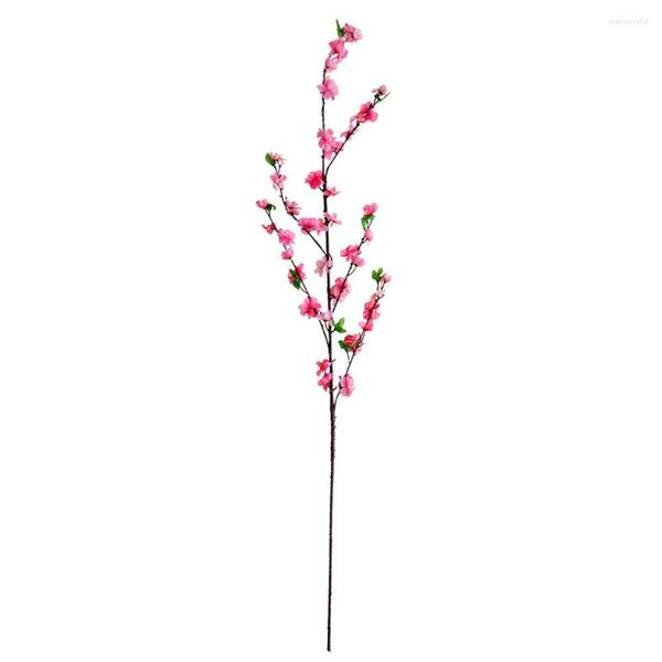 Fiori decorativi 1PC Artificial Home Wedding Decor Spring Plum Peach Blossom Branch Panno di seta finto Filo di ferro Ornamento vegetale realistico