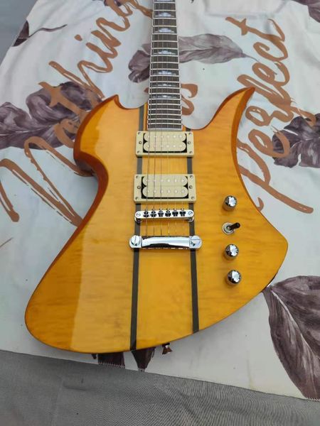 Personalização de fábrica Shape Flame Maple Maple Sixstring Amarelo Guitar