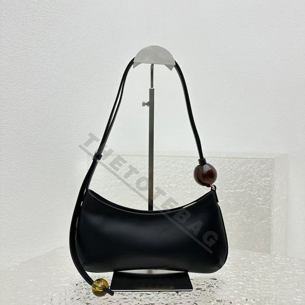 23 Le Bisou Perle Bolsa tiracolo em couro Simon Porte Designer com miçangas grandes Moda Feminina Bolsas Baguette Fecho de zíper Bolsa Carteira Alça ajustável