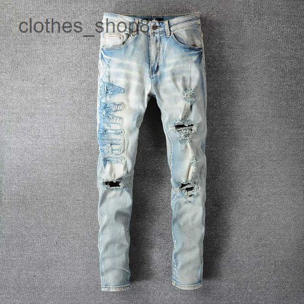 Designer Jeans Herren Jean Amirres Denim Herren Hosen Neue US-Freizeit Hip Hop High Street abgenutzte gewaschene Speckled Slim Fit Jeans für Männer #697 7oa4