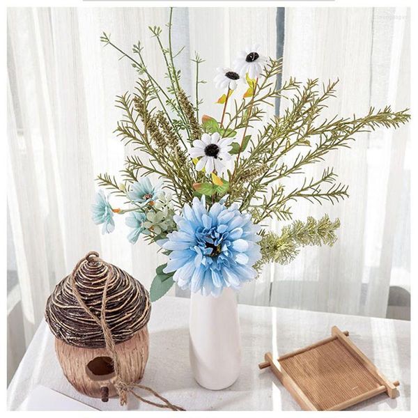 Dekoratif Çiçekler Düğün El Bağlı Buket Marigold Daisy Centerpiece Masa Masa Düzenleme Çiçek Diy Ev Deco Oturma Odası Partisi Dekorasyon