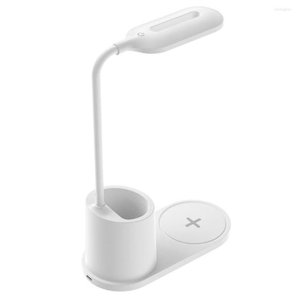 Lampade da tavolo 1/2 Lampada da scrivania LED portatile 3000-6000K Multi-modalità regolabile Funzione di memoria Luce di ricarica wireless per la protezione degli occhi