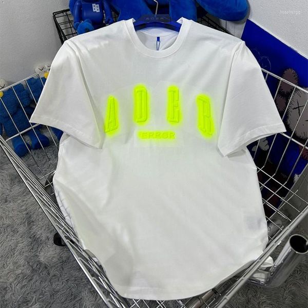 Herren-T-Shirts, Übergröße, ADER-T-Shirts, fluoreszierend, dreidimensionale Buchstaben-Stickerei, locker sitzend, Paar, kurzärmelig