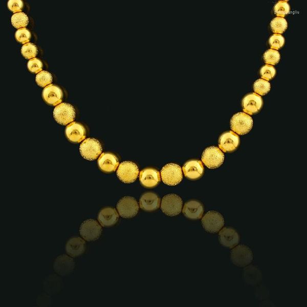 Catene Collane di perline d'oro alla moda per donna Uomo Regali Gioielli con perline a sfera colorata Catena a maglie etiope/africana