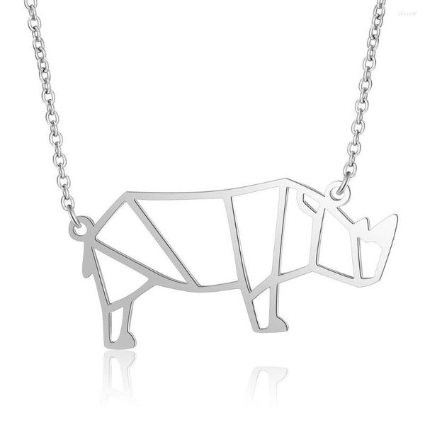 Anhänger Halsketten Nashorn Edelstahl Halskette Schmuck Zubehör Valentinstag Party Geschenke für Frauen Großhandel Geschenk