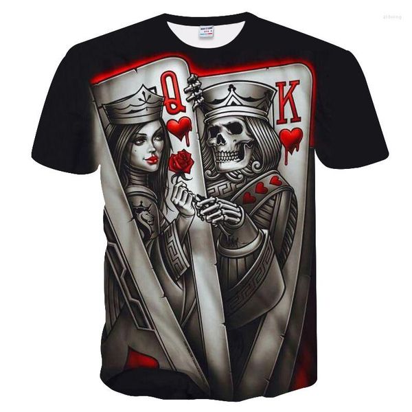 Мужские рубашки для повседневного черепа покер с принтом 3D футболка мужская футболка с короткими рукава