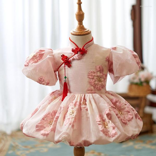 Mädchen Kleider Baby Mädchen Chinesischen Stil Prinzessin Ballkleid Kinder Geburtstag Party Taufe Rosa Y754