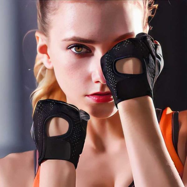 Luvas esportivas academia profissional Fitness Anti-deslize Mulheres Mulheres meio dedos Summer Summer Pesca Luvas sem dedos Bicicleta de bicicleta feminina Good P230511