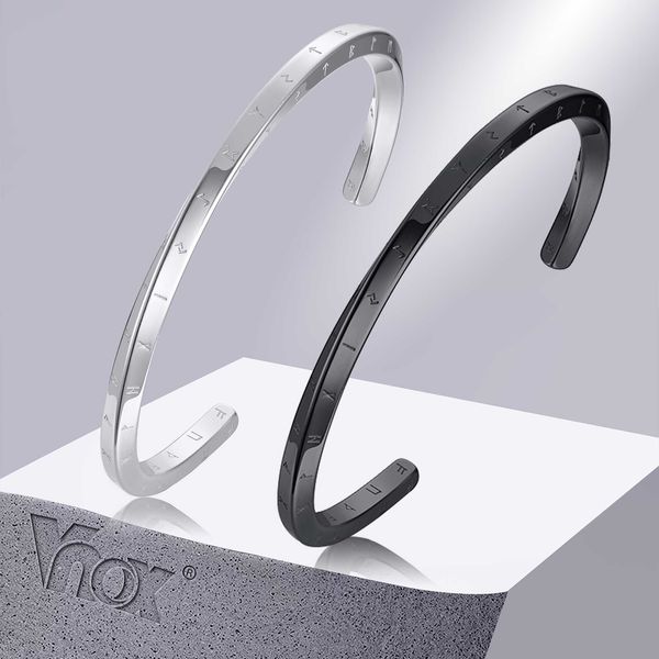 Vnox Retro Nordic Vikings Cuff Bracciali per Uomo, Acciaio Inossidabile Mobius Mitologia Norrena Rune Gioielli Amuleto