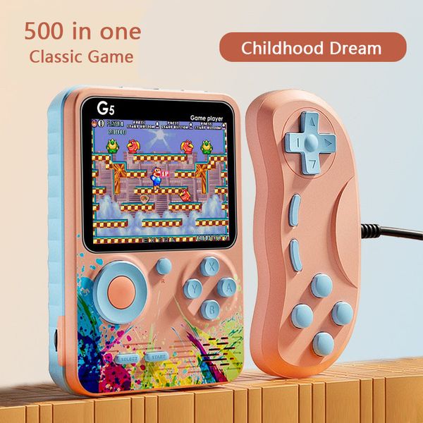 G5 2 In 1 Macarons Renk Retro Çiftleri Çift Taşınabilir Oyun Oyuncuları Video Konsol Bulit-In 500 Oyunlar 8 Bit Destek AV Kablosu Fiş TV