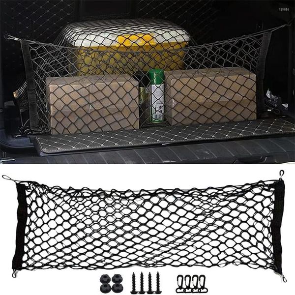 Borse portaoggetti Car Back Rear Trunk Net Doppio strato Cargo Organizer Mesh Resistenza all'usura Accessori auto per borsa per bagagli