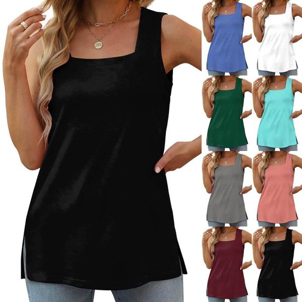 Camisoles Tanks Sommer Tank Tops Für Frauen Square Neck Lose Fit Lässige Mode Flowy Ärmellose Damen V