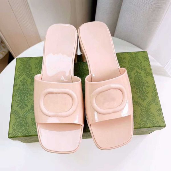 Slipes de borracha feminina Slipers de laminetes transparentes PVC Sandals Saltos altos Slopper Bottom Slopper Flip Flip Flip Cores de doces com caixa No267