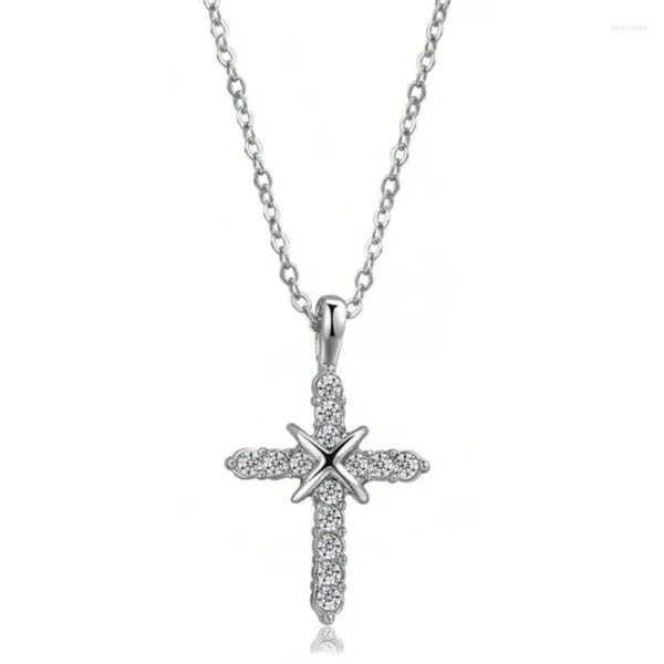 Colares pendentes Miqiao White Gold Bated Luxury Crystal Cross Cruzada de Correla Gótica Vintage Colar para homens para homens Amigos Casal Gift