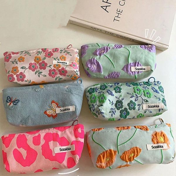 Sacs de rangement Sac à stylo littéraire et artistique Ins pour filles Fournitures créatives culturelles exquises pour étudiants Maquillage de voyage portable B