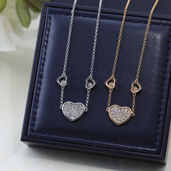 Neue Halskette Damen Love Anhänger Happy Diamond V Gold Weiß Fritillaria Eingelegter Diamant Schiebekragenkette