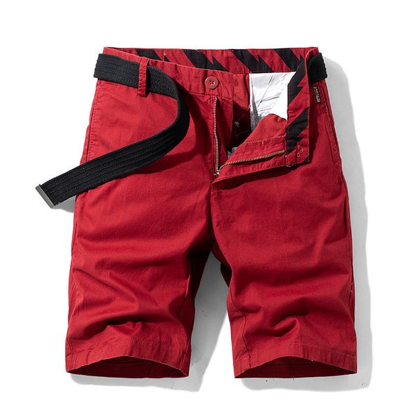 Shorts masculinos verão vermelho multi-bolso de algodão shorts de carga masculina shorts casuais letos shorts machos machos bermuda masculina 230511