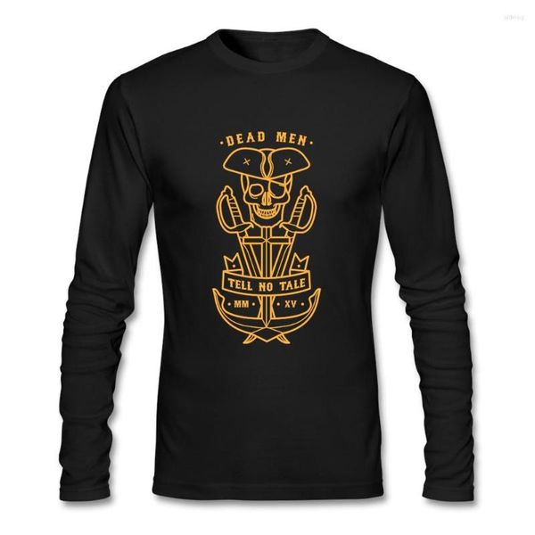 T-shirts pour hommes Dead Men Tell No Tales Custom Long Sleeve Print Plus Size Base T-shirts élégants de haute qualité