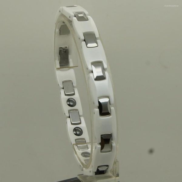 Pulseiras de link 10mm homens/mulheres preto pedra magnética Hi-tech Scratch Scratch Brancy Ceramic Tungsten Middle Bracelet