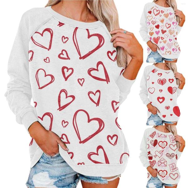 T-shirt da donna Love Print San Valentino Blusas e autunno inverno Crop Top 3d Abstract Women Casual Sexy Chemisiers Y2K