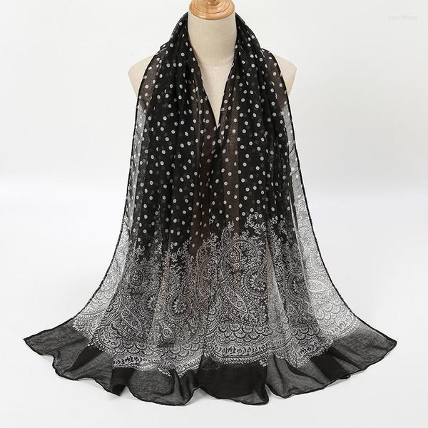 Sciarpe Moda Donna Marca Sciarpa in viscosa Paisley Floral Dot Print Voile Hijab Scialli e impacchi Foulard femminili Echarpe Muslim 180 72Cm