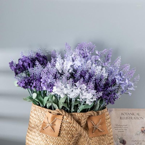 Fiori Decorativi 10 Teste Lavanda Fiore Artificiale Commercio All'Ingrosso Pianta Decorazione Della Parete Bouquet Materiale Manuale Fai Da Te Vasi Per La Casa