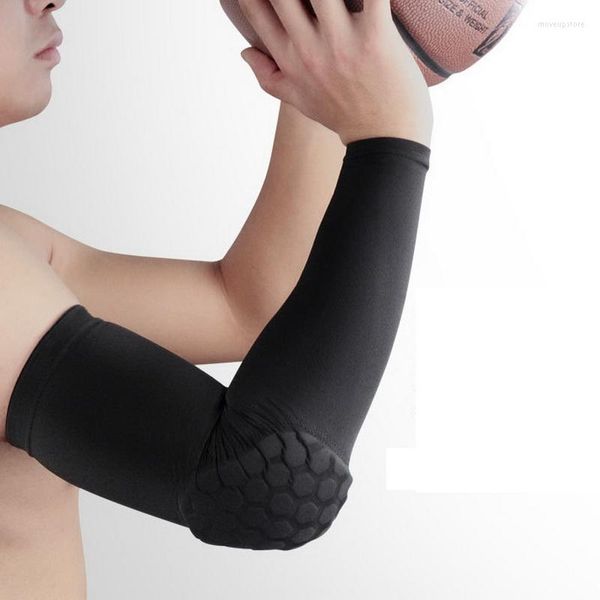 Knieschützer 2 Stück Sport Basketball Ellenbogenpolster Unterstützung Klammerschutz Wabenschaum Crashproof Armmanschette für Männer Frauen Hex Armband