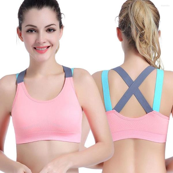 Completo da yoga Reggiseno sportivo traspirante a coppa intera Cross Quick-dry Gym Intimo da donna Fitness Running Reggiseni da allenamento antiurto senza cuciture