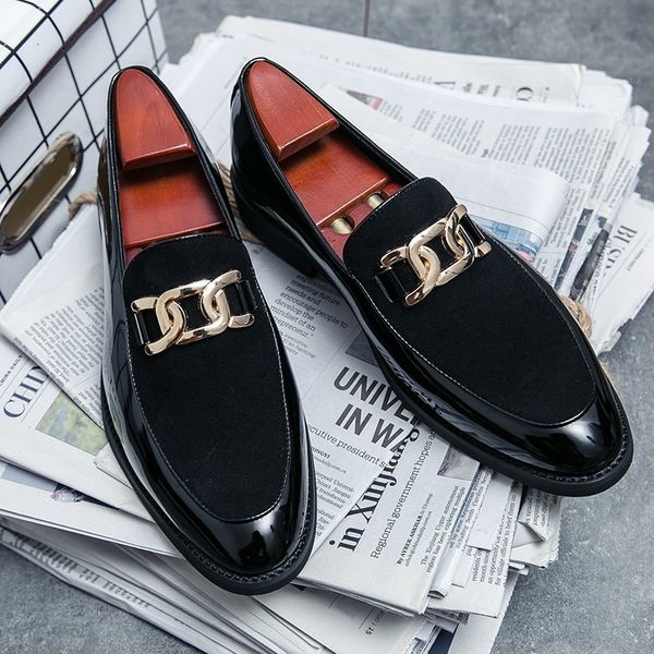 Para sapatos, vestir couro italiano mocassins masculino casual homem de calçados negócios masculino formal pontia -moda casamento preto pele 21 21 1