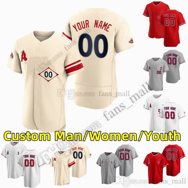 27 Mike Alabalık S-6XL Özel Beyzbol Forması 17 Shohei Ohtani 6 Anthony Rendon 20 Jared Walsh 34 Noah Syndergaard 43 Patrick Sandoval 22 David Fletcher Taylor Ward Jersey