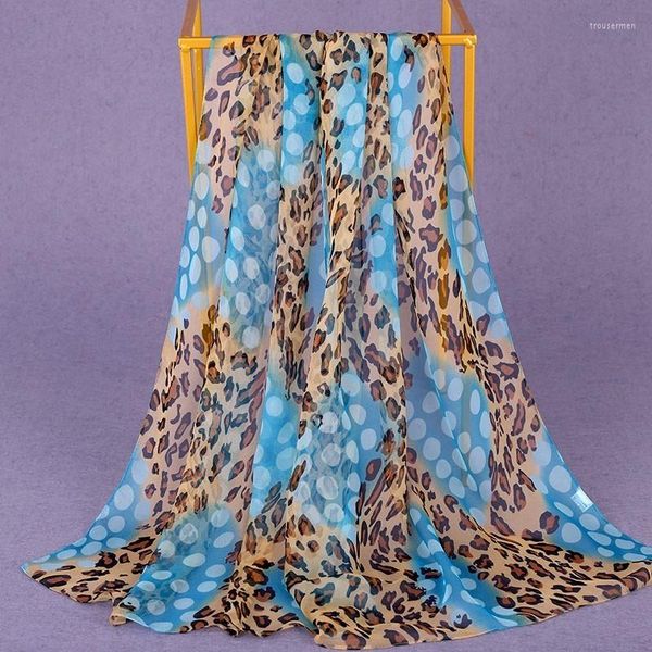 Lenços chiffon lenço xale de leopardo feminino moda sjaal schal primavera outono lenços longos poncho luxury hijab seda