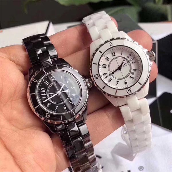 Mulheres de design principal assistem à corrente de pulseira de cerâmica de alta qualidade Luxury Luxury Dial Sexy Face Lady Wristwatch