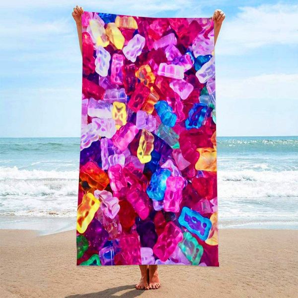 Moda europea e americana Personalizzata Arcobaleno Tie-Dye Tessuto in microfibra ad anello Asciugamano da spiaggia Telo da bagno Coperta da mare Scialle Pulire il sudore all'ingrosso