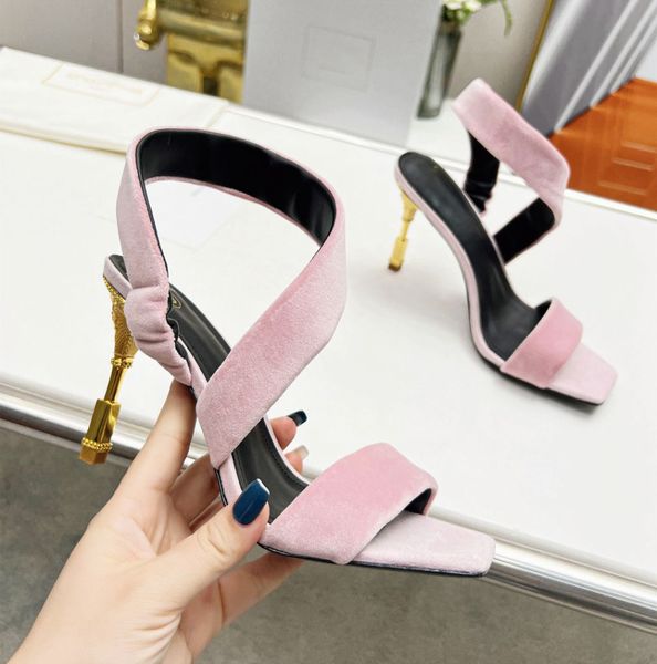 Yüksek Topuklu Moda Kadın Ayakkabı Tasarımcı Tarzı Süet Sandalet Peep-Toe Tasarım Partisi Düğün Ayakkabı Fabrikası Ayakkabı Kutusu
