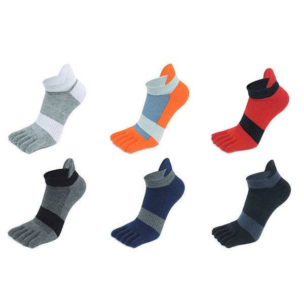 Sportsocken, 1 Paar, Fünf-Finger-Knöchel-Sportsocken, Baumwolle, Herren, gestreift, Netzstoff, atmungsaktiv, formend, Anti-Reibung, No-Show-Socken mit Zehen, EUR39–46, P230511