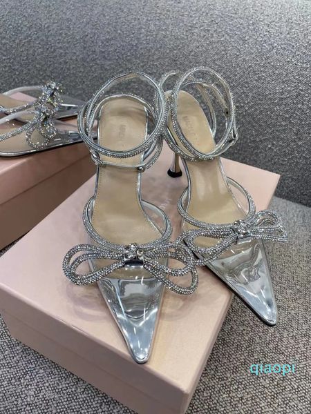 Designer Womens Dress Shoes 6 Cm Slingback Heeles Wedding Party Fashion Bow Pumps Casual Gold Matt Studded Spikes Sandalo Slides Partyred Heels