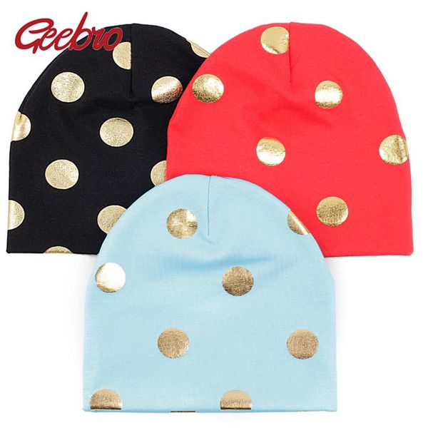 Berretti Geebro 0-6 Mesi Bebè Carino Berretti Bambino Motivo A Pois Dorato Pullover Skullies Cappellini Morbido Caldo Cappelli Di Cotone Color CaramellaBerretti BerrettiBere