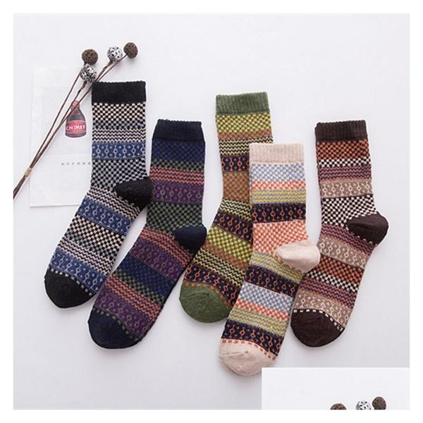 Calzini per bambini Uomo / Donna Inverno Termico Caldo Uni Fashion Stripe Woolen Colorf Brand Thick New Coming A698 Drop Delivery Baby Maternità C Dhmay