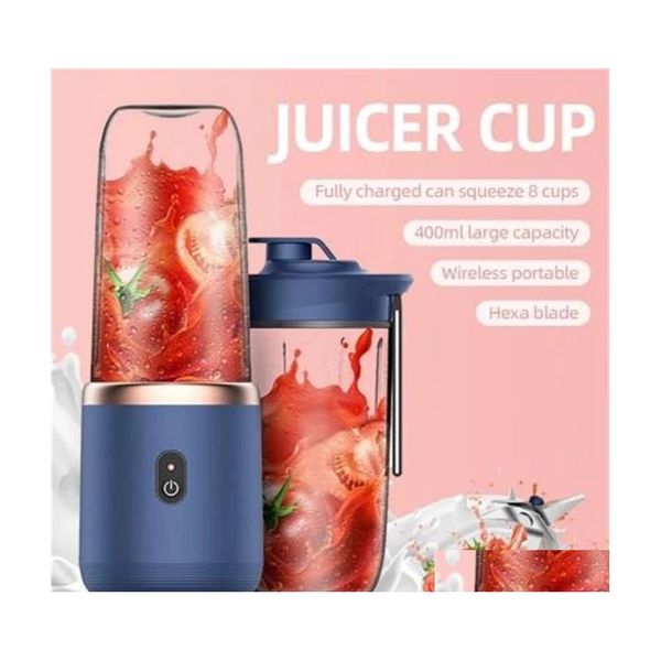 Utensili per frutta e verdura Piccolo spremiagrumi elettrico 6 lame Tazza portatile Succo Matic Smoothie Blender Ice Crushcup Drop Delivery Home Gar Dhj9A