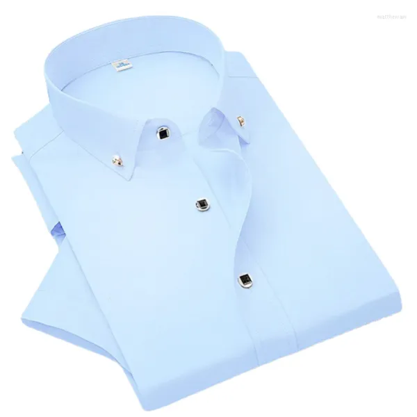 Männer Casual Hemden Herren Business Kurzarm Kleid Hemd Nicht-bügeln Feste Männliche Kleidung Fit Weiß Schwarz Blau Hohe qualität