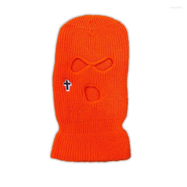 Berretti Fashion Cross Balaclava Maschera da sci a tre fori Tactical Full Face Winter Hat Party Limited Embroidery Bone Masculino