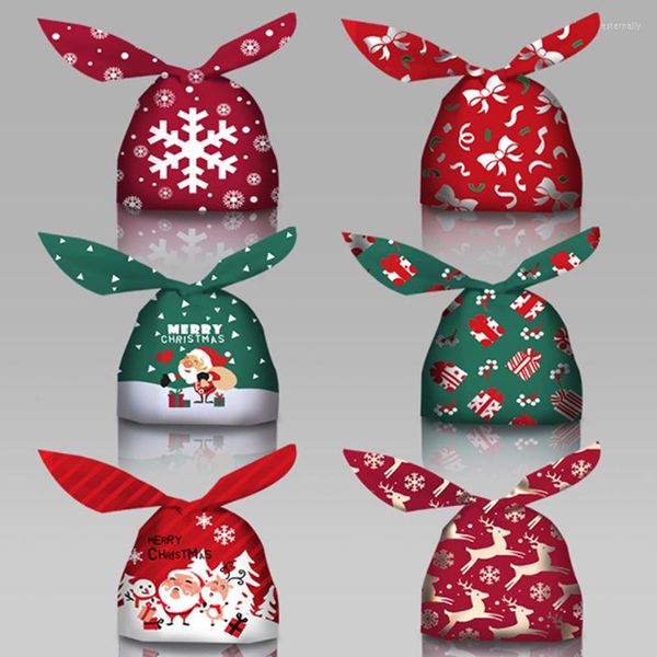 Enrolamento de presentes Orelhas fofas Candy Bag Santa Snowflake Packing Packing Plástico para suprimentos de bolsa de Natal