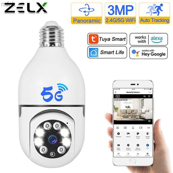 Platinenkameras 2K IP-Kamera E27-Glühbirne Vollfarbe 5G WiFi Indoor Mini Tuya Smart Home Sicherheitsschutz Überwachung Babyphone Video Haustierkamera
