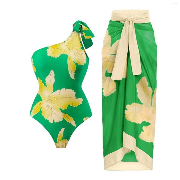 Damen-Bademode, Vintage-Farbblock-Blumendruck, einteiliger Badeanzug-Set, sexy Dessous für Frauen, Strandkleid, Eleganz, Luxus, schmale Passform
